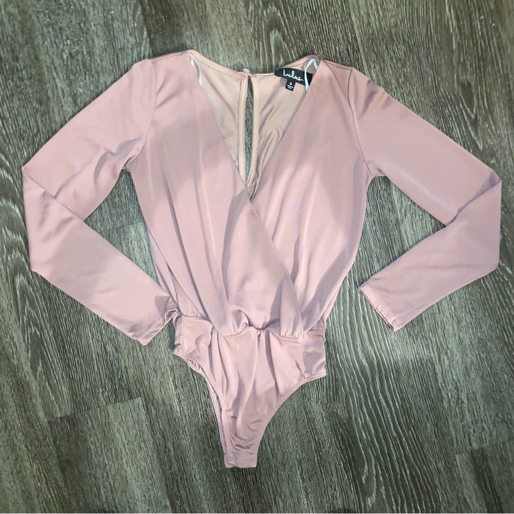 Lulus Pink Plunging Bodysuit - small